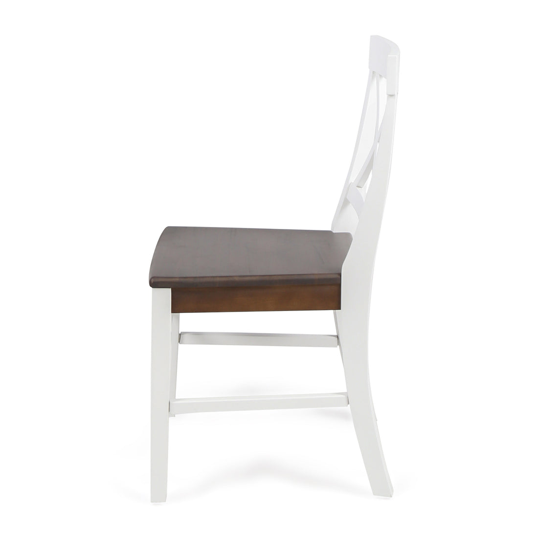 Roshan Farmhouse Acacia Wood Dining Chairs, White / Walnut (Set of 2)