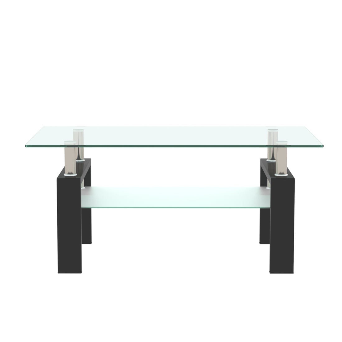 Rectangle Black Glass Coffee Table Clear Coffee Table Modern Side Center Tables for Living Room Living Room Furniture