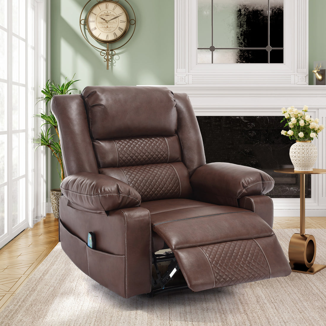 Breathable Leather Massage Recliner Chair Manual Living Room Reclining Sofa