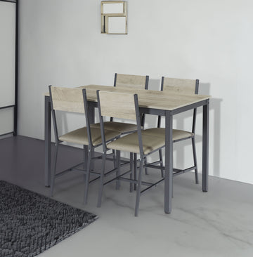 Dining Set for 5 Kitchen Table with 4 Upholstered Chairs Grey 47.2'' L x 27.6'' W x 29.7'' H