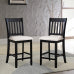 Casual Seating Black Finish Chairs Set of 2 Rubberwood Transitional Slatted Back Design Dining Room Furniture Counter Chairs