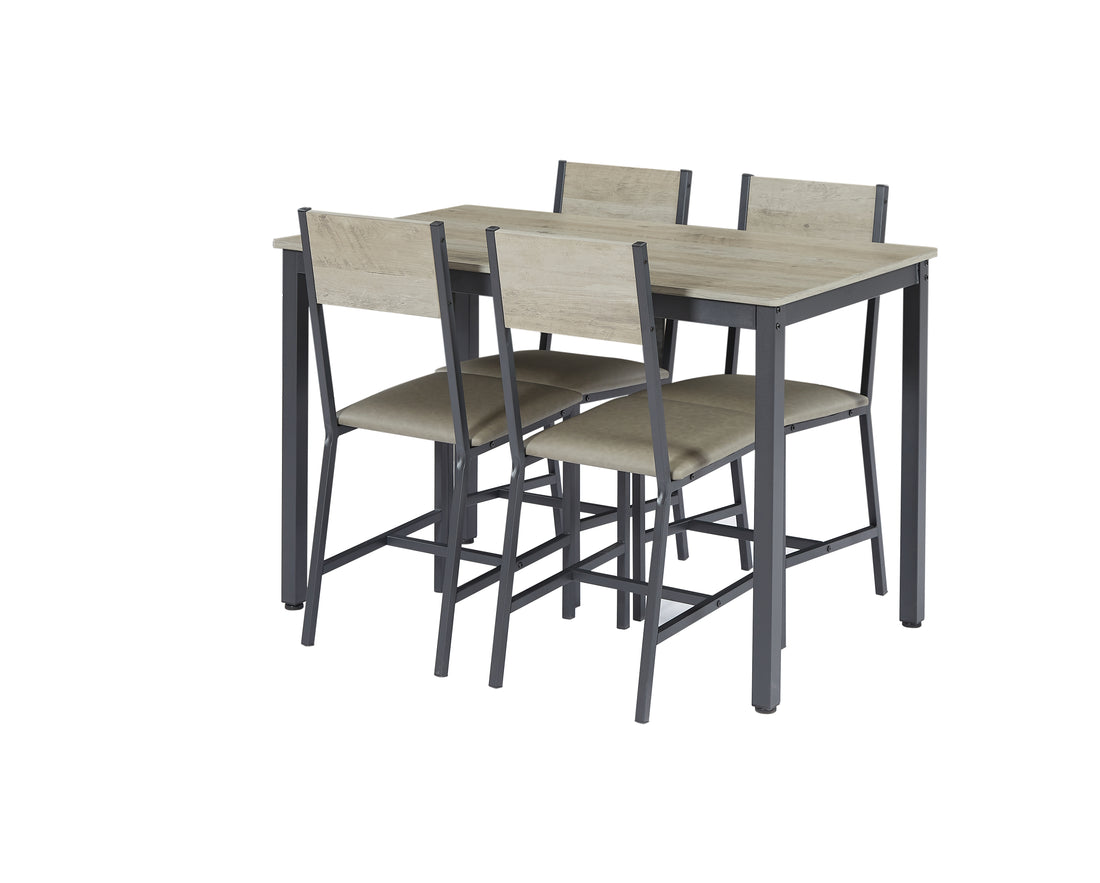 Dining Set for 5 Kitchen Table with 4 Upholstered Chairs Grey 47.2'' L x 27.6'' W x 29.7'' H