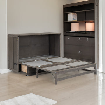 Queen Size Murphy Bed with Built-In Charging Station  Antique Grey