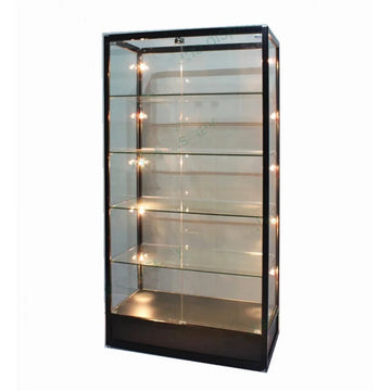 Custom, 6ft high aluminium frame glass display for retail shop LED display cabinet smoke shop showcase