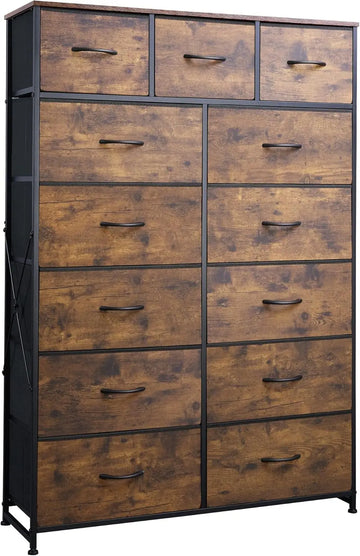 Tall Dresser for Bedroom with 13 Drawers, Storage Dresser Organizer Unit, Fabric Dresser for Bedroom, Closet, Chest of Drawers,