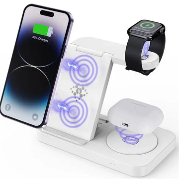 4 In 1 Wireless Charger Stand For iPhone 15 14 13 12 Samsung S23 S22 Ultra Note Galaxy Watch Foldable Fast Charging Station Dock