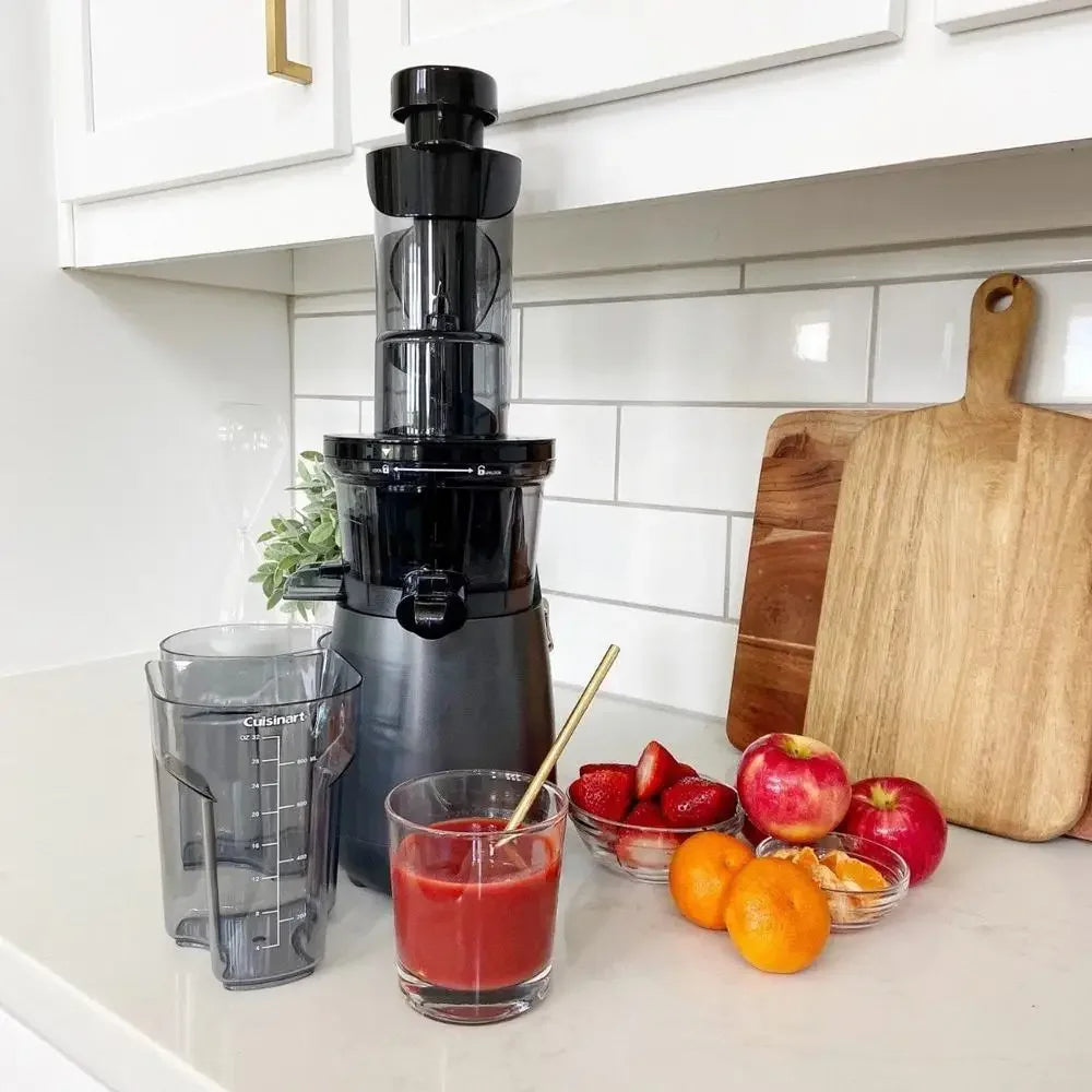 Slow Juicer with Masticating Auger Easy Clean & Nutrient-Rich Dishwasher Safe Parts Rocker Switch Control Works with Fruits