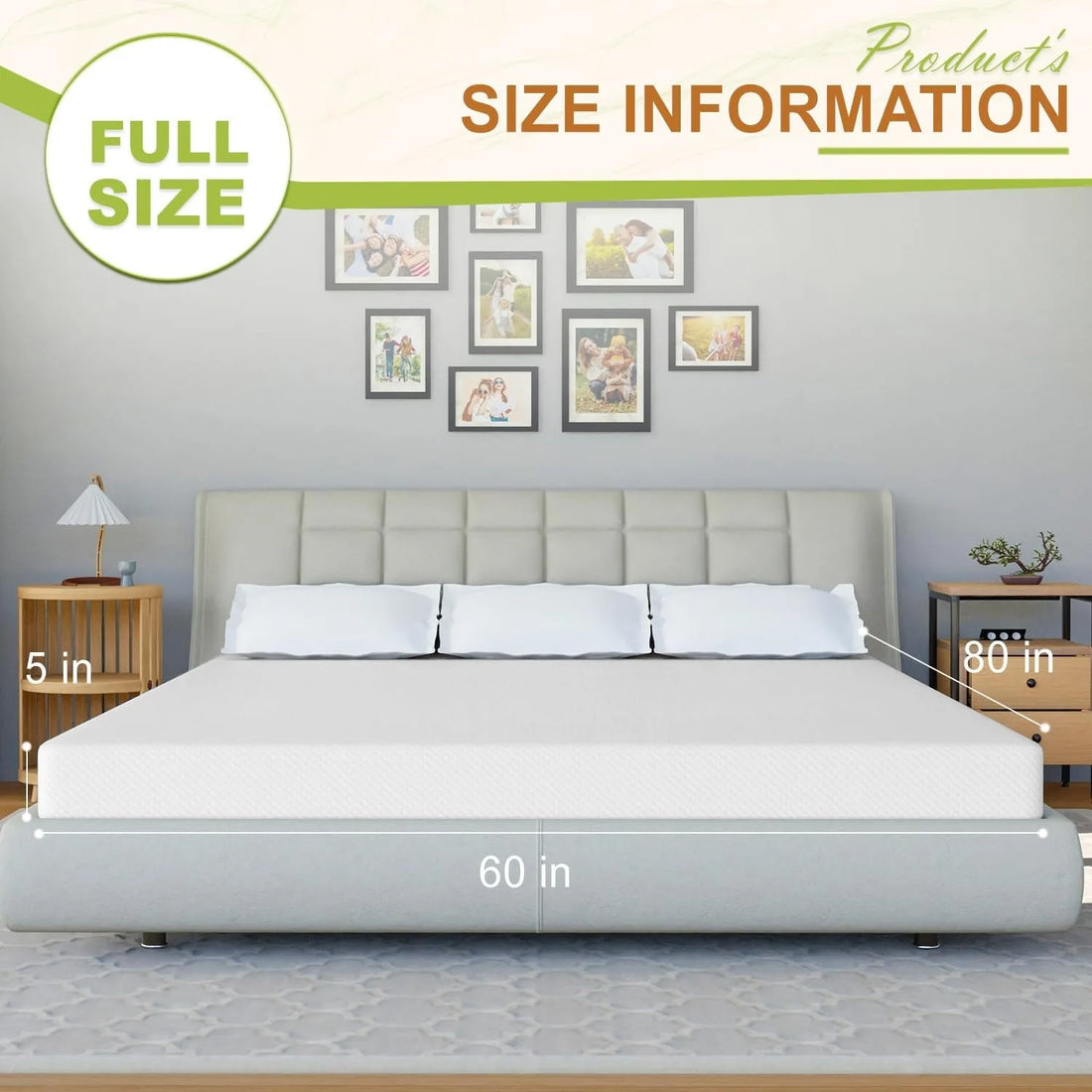 5 Inch Queen Mattress, Gel Memory Foam Queen Size Mattress, Pressure Relieving, Cooling Gel Foam, Queen Mattress in a Box, White