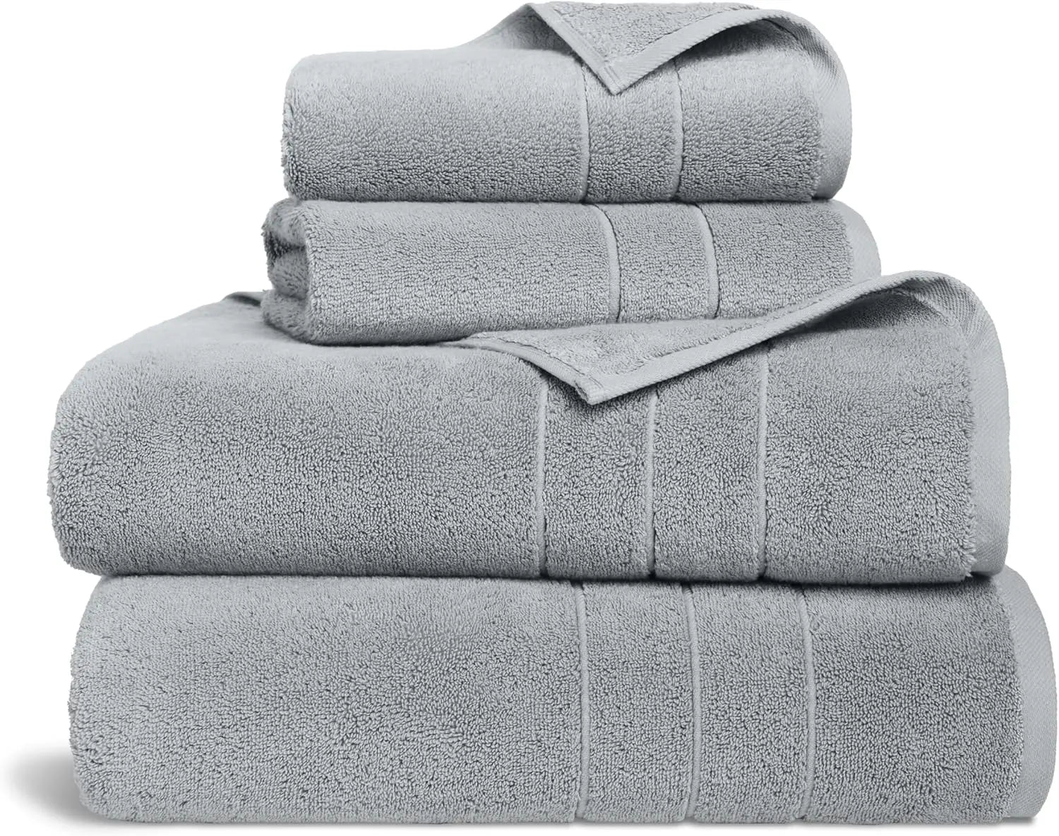 Super-Plush Turkish Cotton Bath Sheet Set - Set of 2 Bath Sheets + 2 Hand Towels Smoke Grey 100% Cotton | Best Luxury Spa Towels